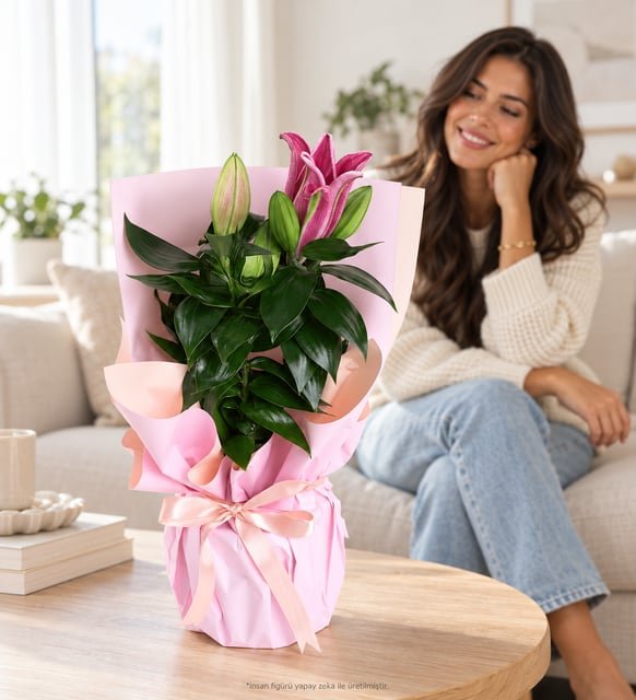 Pembe Zarafet Saksı Lilium
